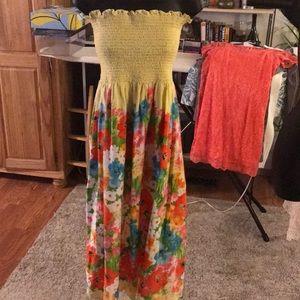 Strapless summer dress.